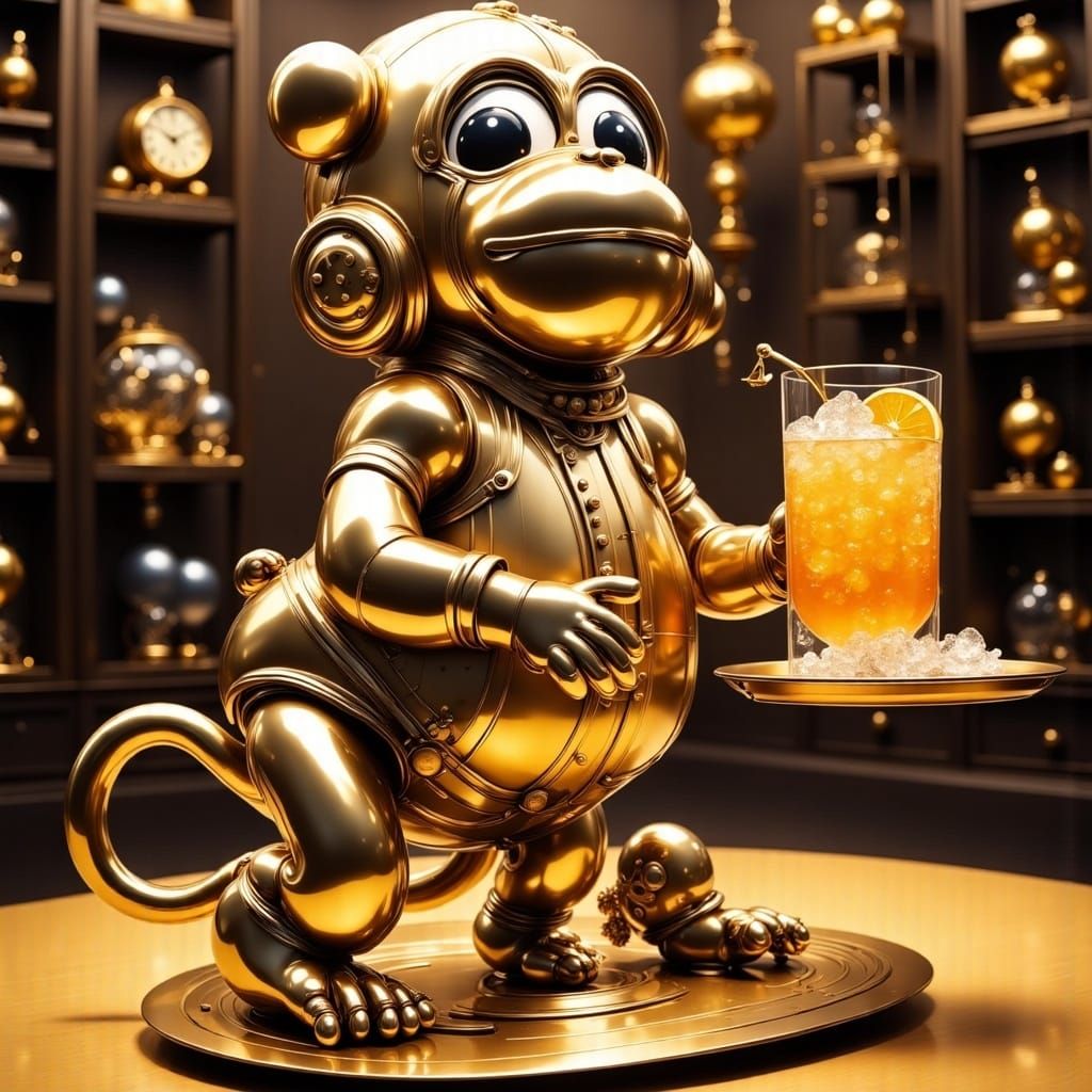 <lora:BRASSY BALLOONACY:1.0> A Brass Monkey (triple pun)  by @HisBride
