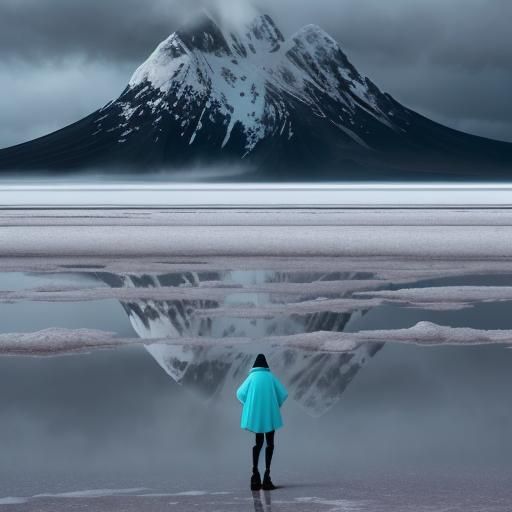 On a rainy day in sands Salar de Uyuni