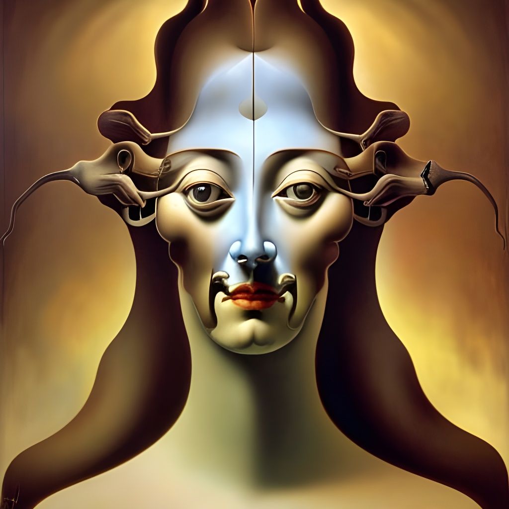 Surreal Face of Drawers in Melting Oil