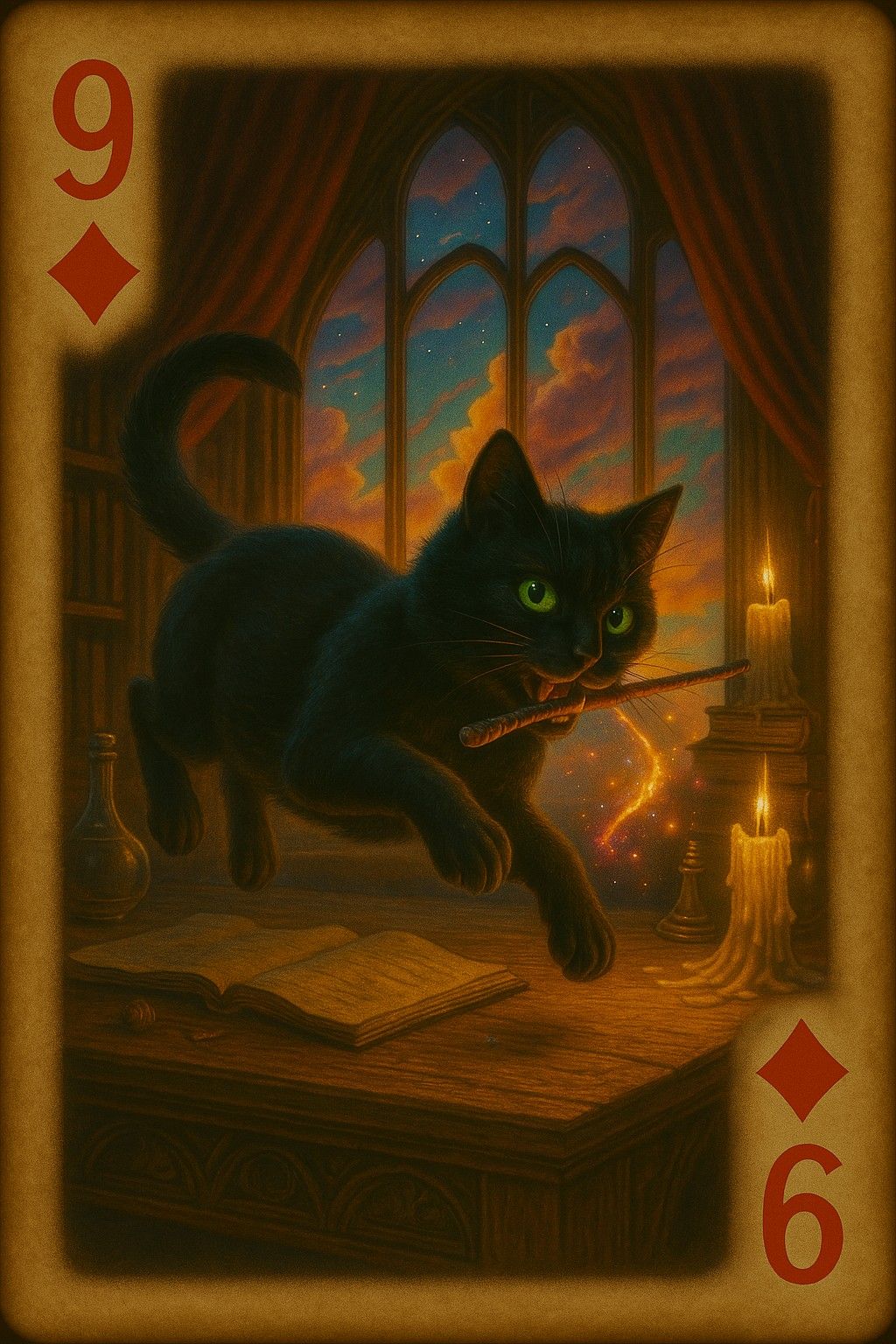 9 of diamonds Albus drop my wand that is not a toy