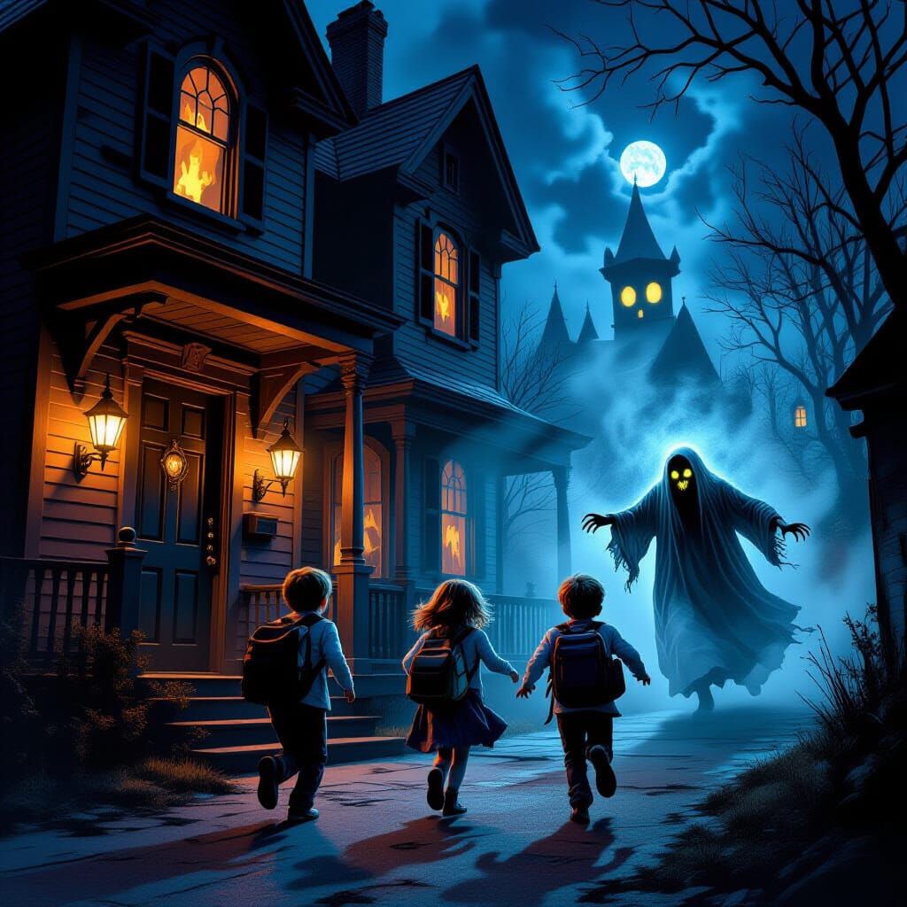 Haunted House Terror: Ghost Chases Frightened Children