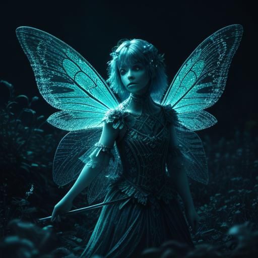 Bioluminescent fairy glowing intensely