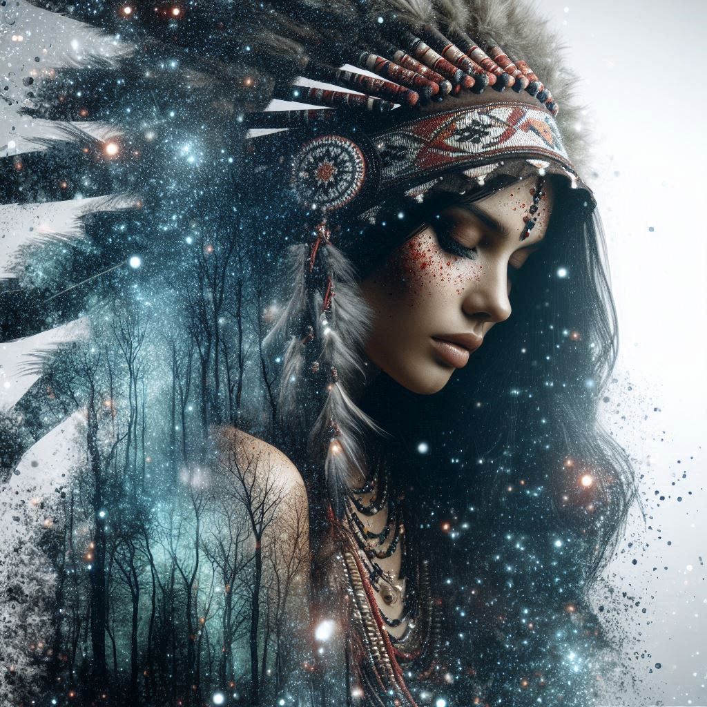 double exposure beautiful fantasy DALL-E 3 portrait landscap...