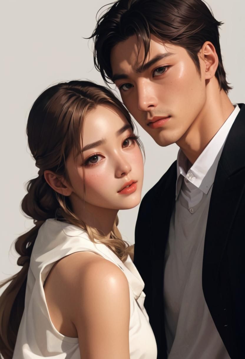 brown hair guy and blonde long hair girl couple, korean manhwa style art  style, Masterpiece, Best Quality, flat, Manga Scan, Anime, cinemat... - AI  Generated Artwork - NightCafe Creator