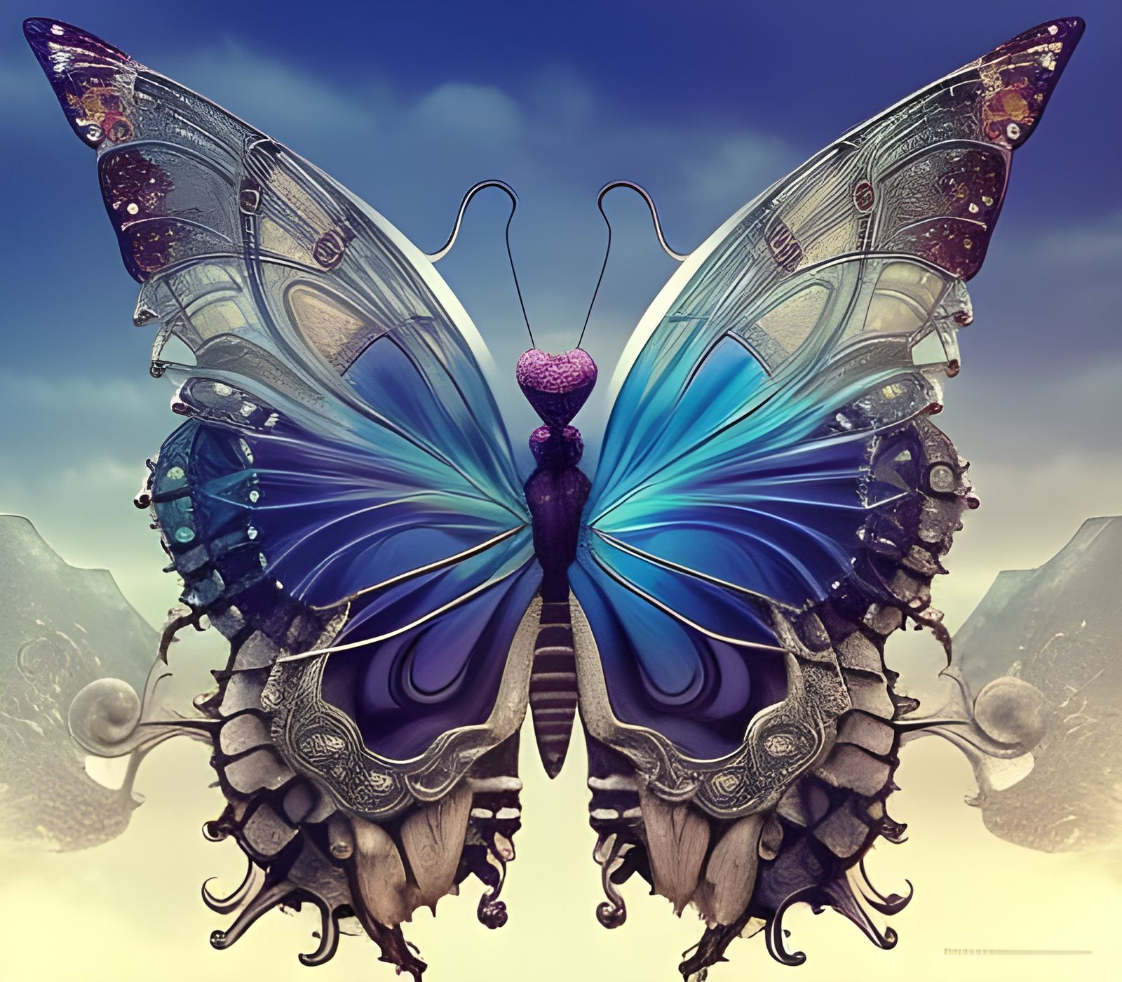 Clockpunk crystal butterfly  by @toomanynates