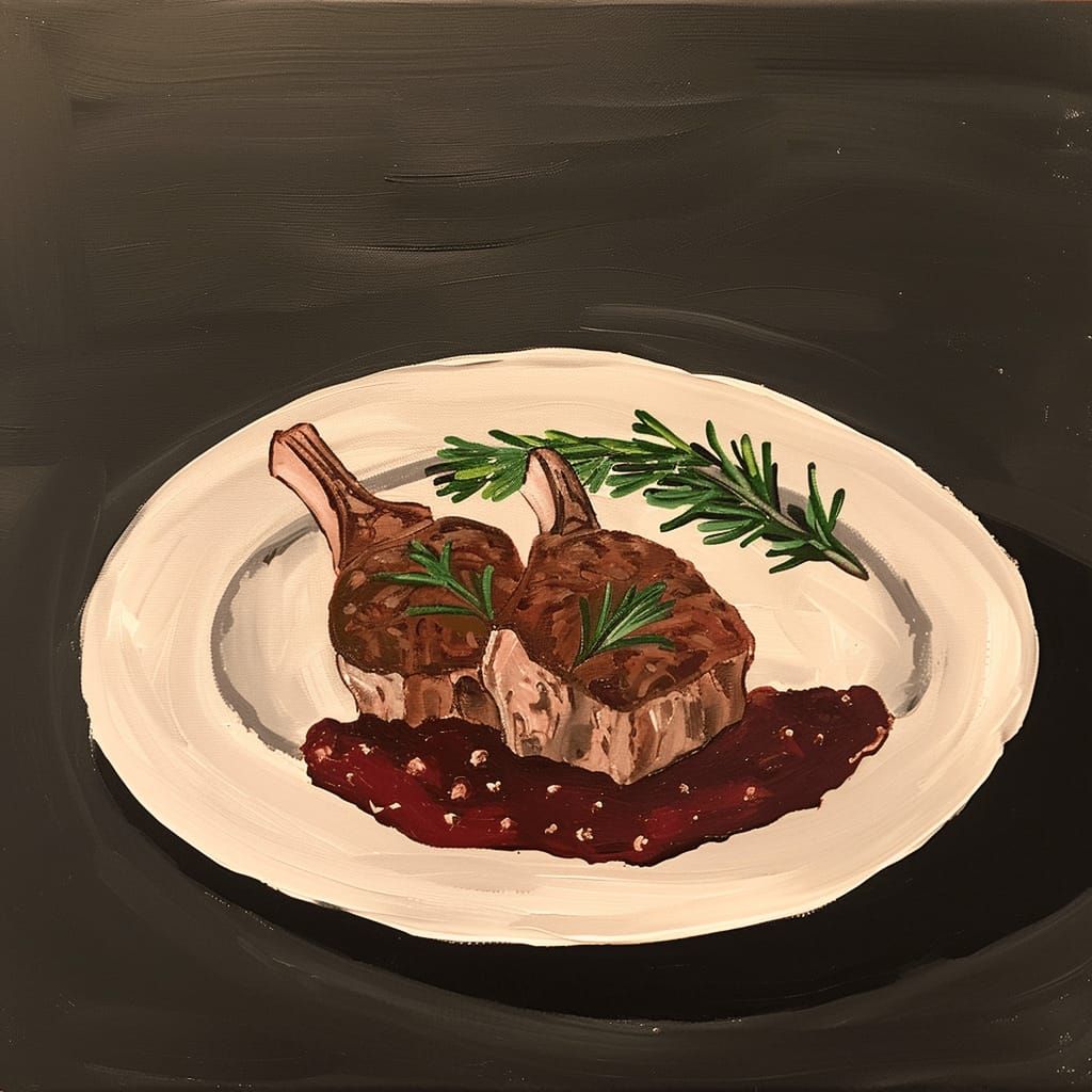 Lamb chops, painting