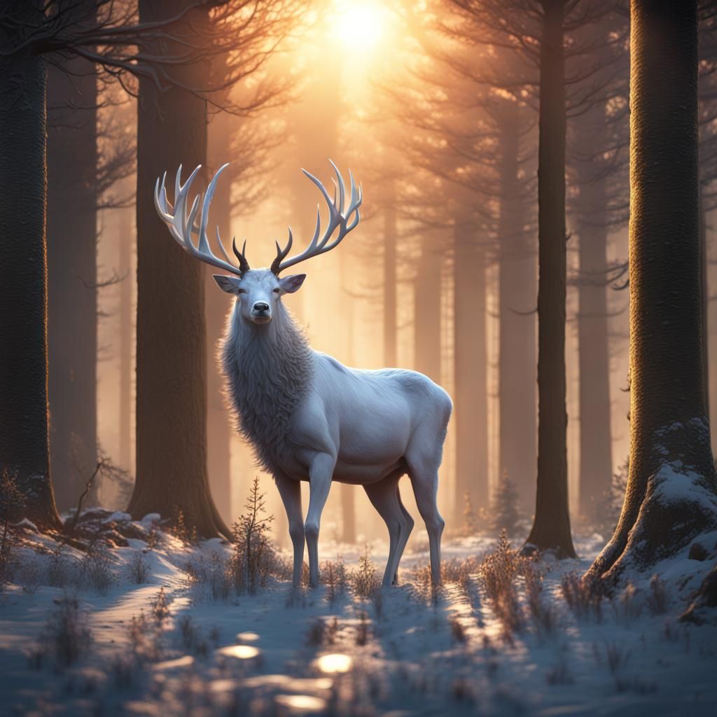 White stag - AI Generated Artwork - NightCafe Creator