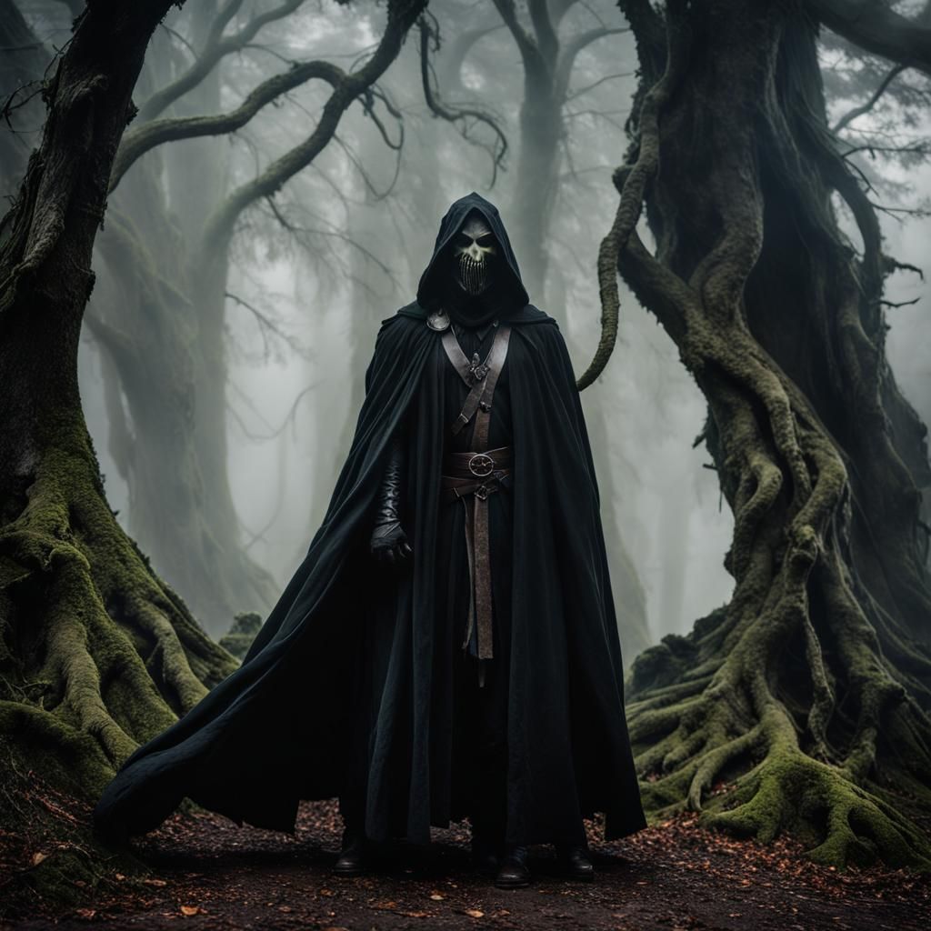 A close-up shot of a Nazgoul from the lord of the rings appe...