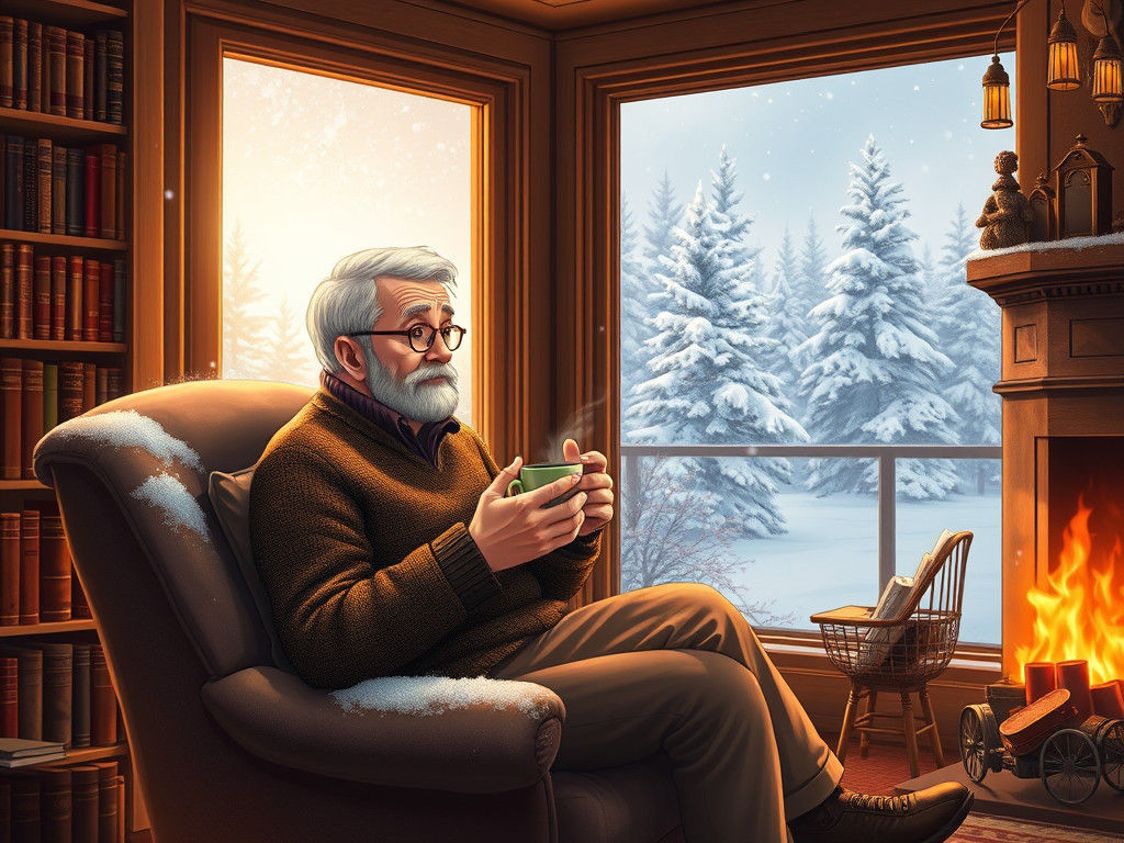 Cozy Winter Scene in Anime Art Style