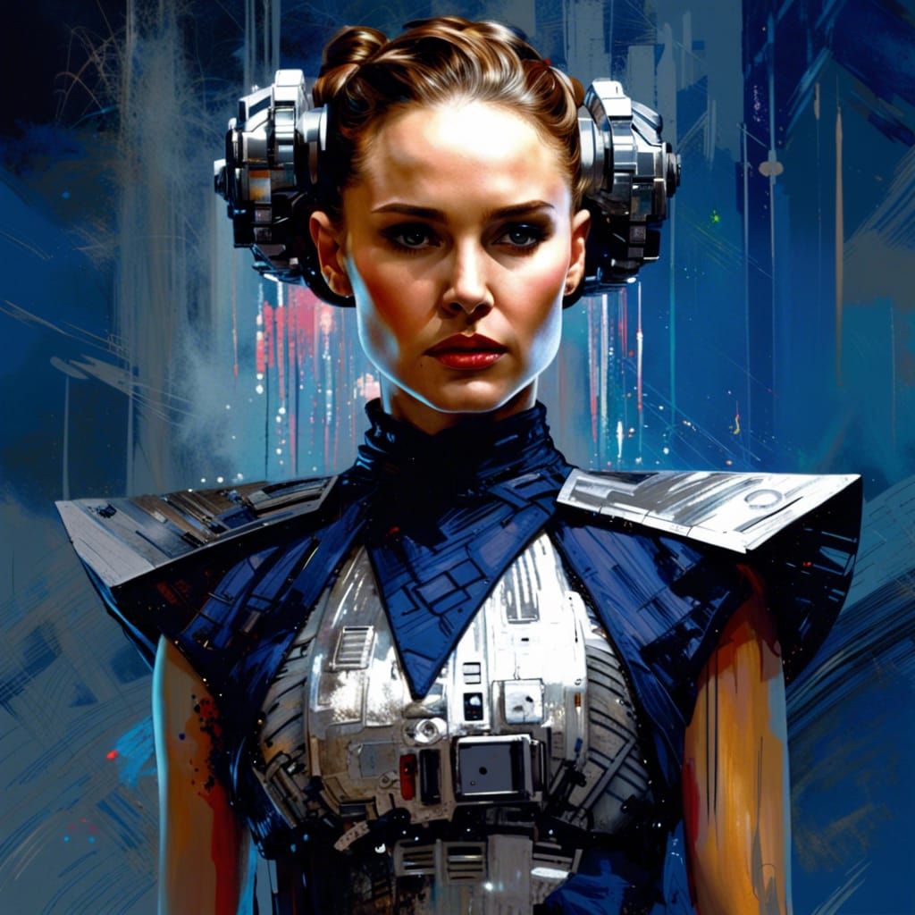 Amidala with a glamorous Tie Fighter hairpiece AI Generated Artwork