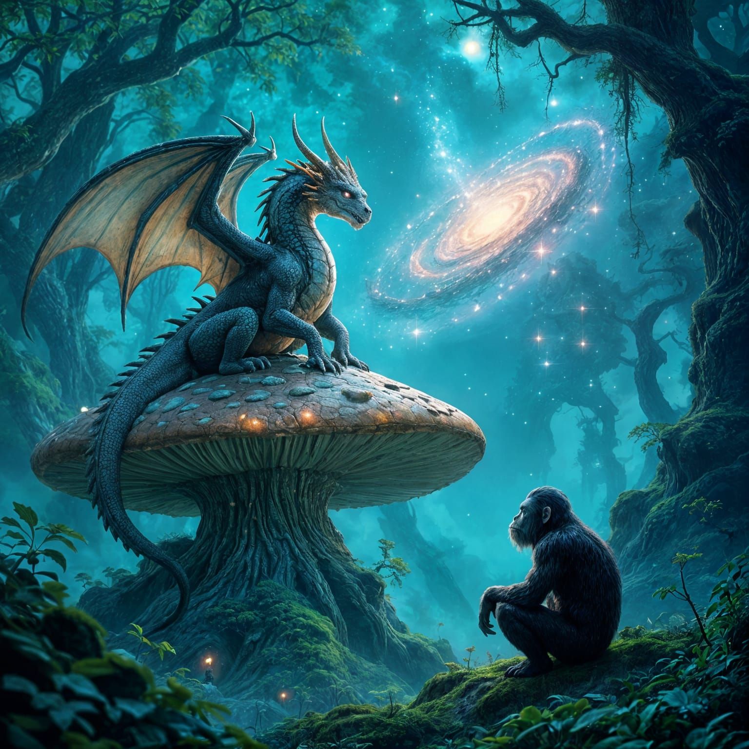 A woman with butterfly wings made of stained glass, floating  - Start Image 1