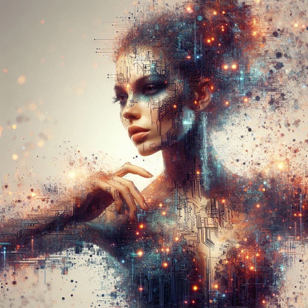 double exposure beautiful fantasy DALL-E 3 portrait landscap...