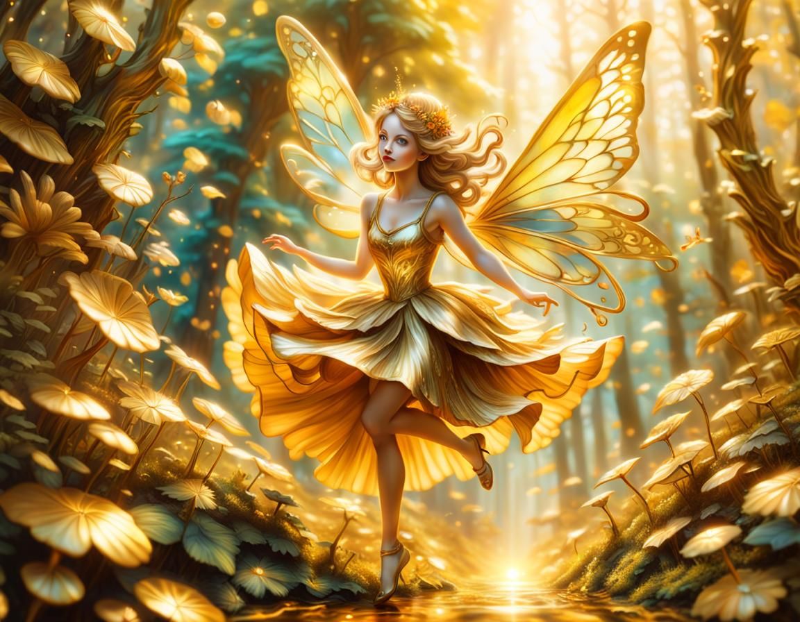 Gold Faerie II - AI Generated Artwork - NightCafe Creator