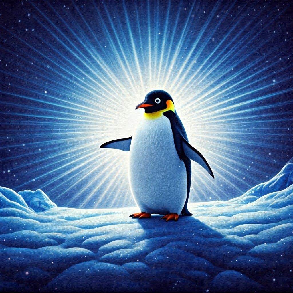 Whimsical Penguin Quilt in Icy Wonderland