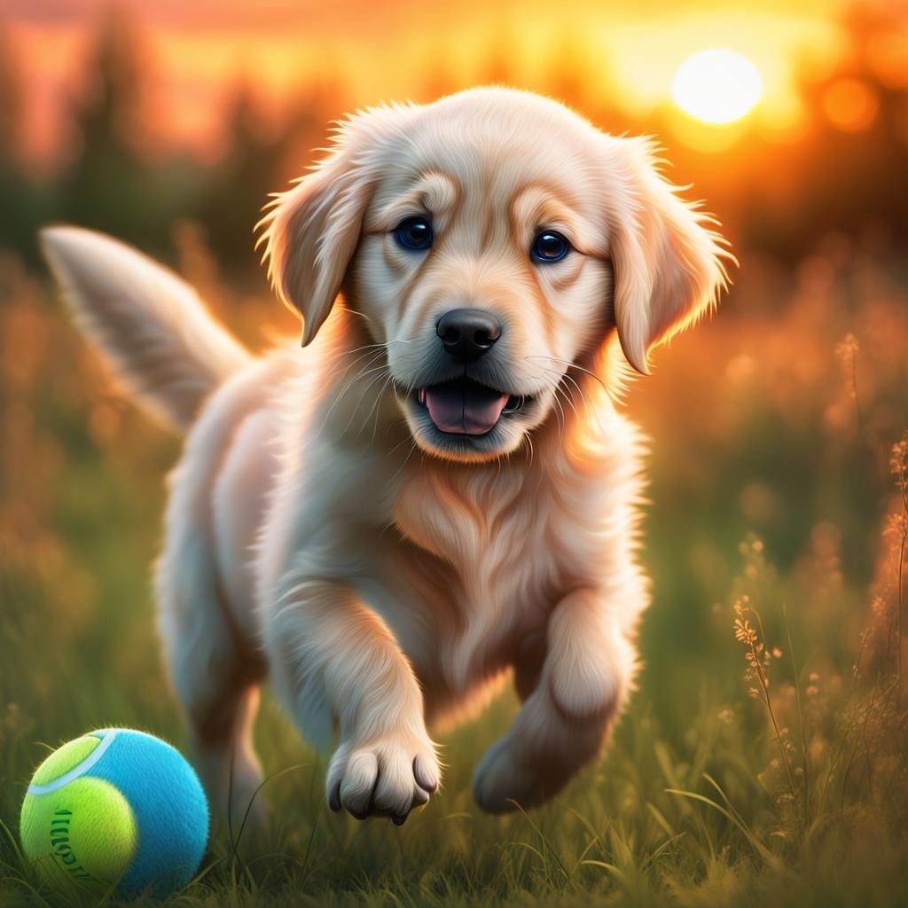 Baby Golden Retriever 🩵 - AI Generated Artwork - NightCafe Creator