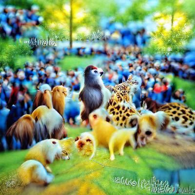 Crowd of animals artwork beautiful DSLR hyperrealism Kodak E...