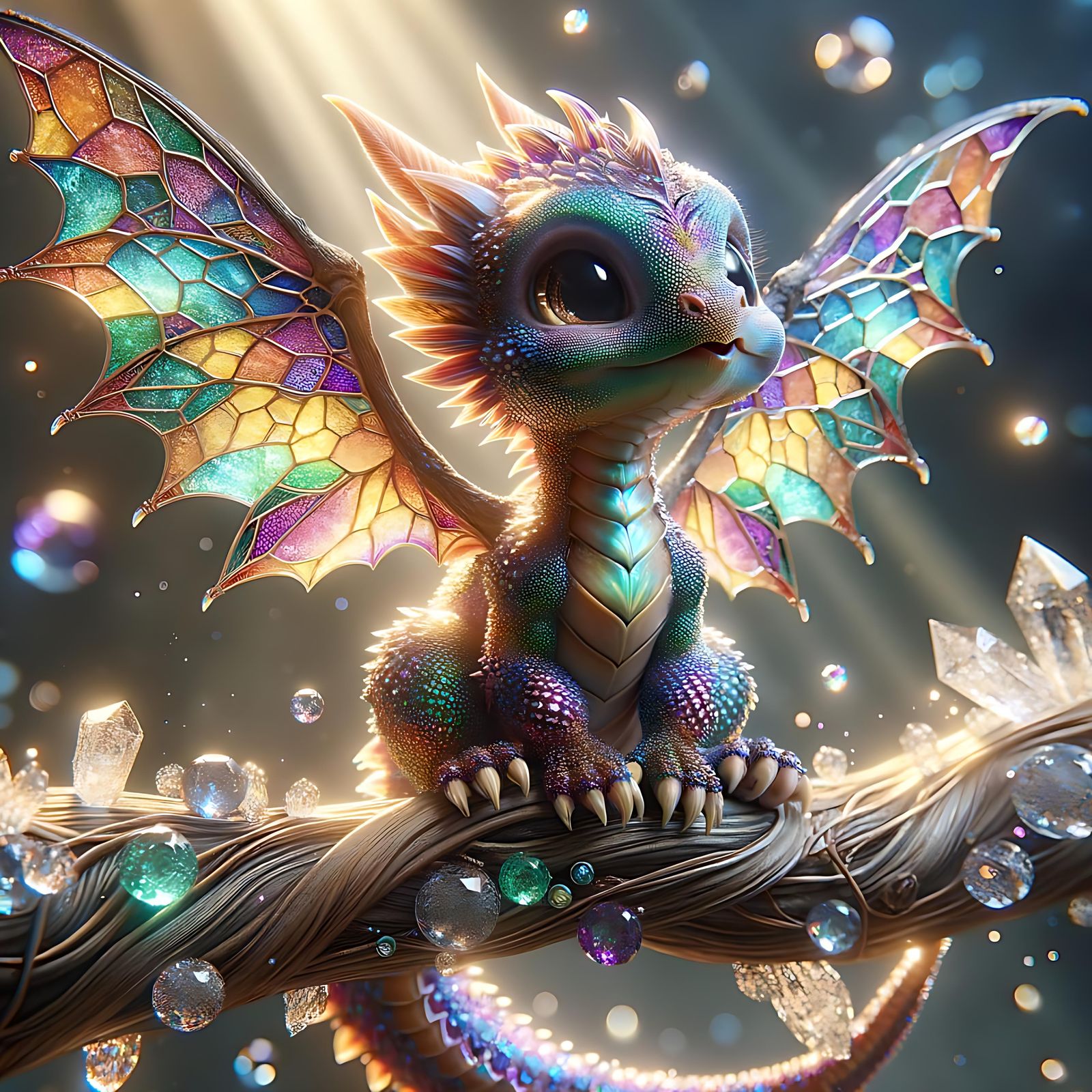 Tiny Stained Glass Dragon  by @Schmooz