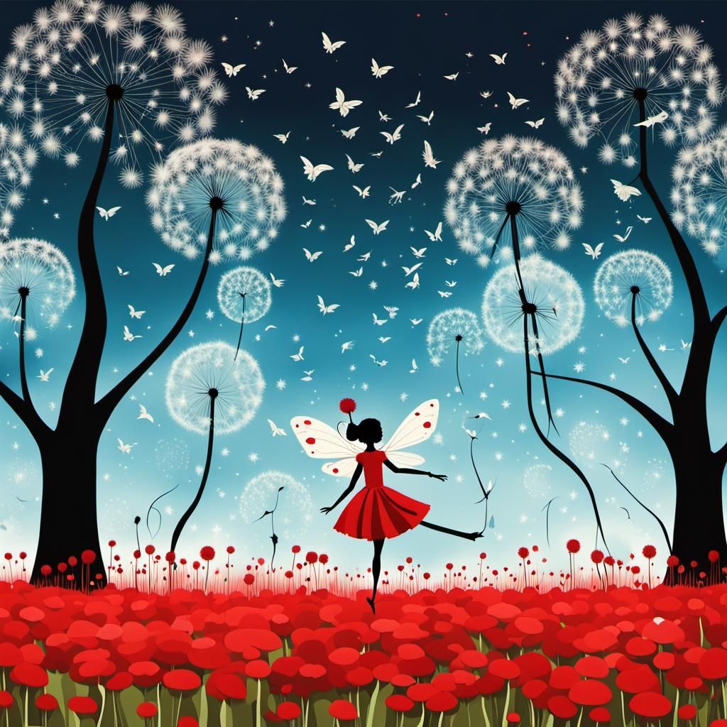 Imagine a whimsical and surreal landscape in a childlike man...