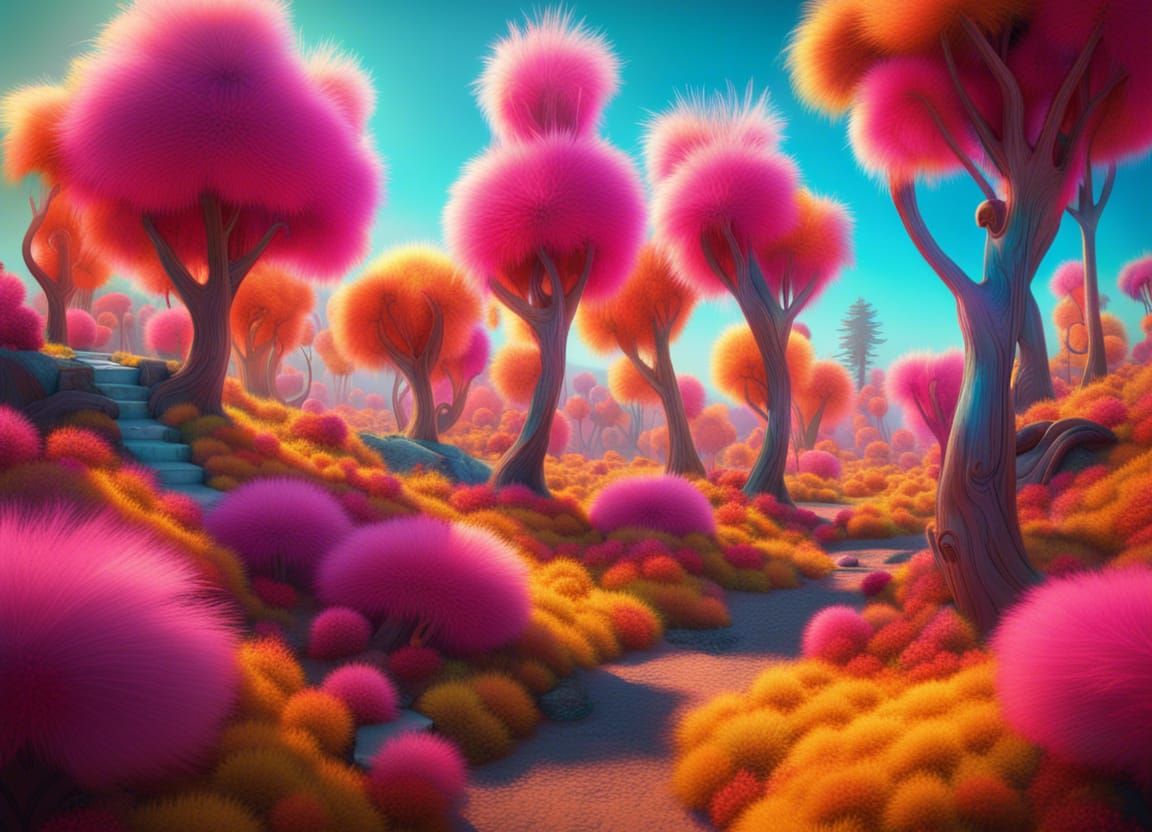 Truffula Trees from the Lorax by Dr Seuss AI Generated Artwork