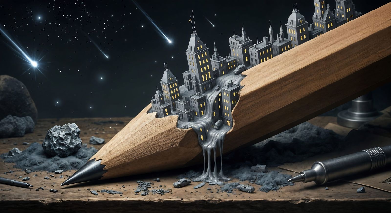 Pencil Metamorphis - Graphite City  by @AshenAlar