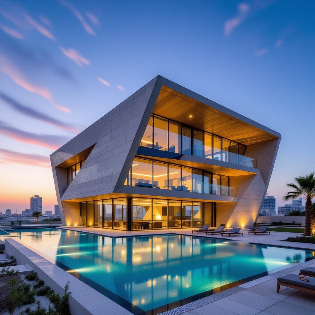 Modern Western Wall at Sunset in Futuristic Style