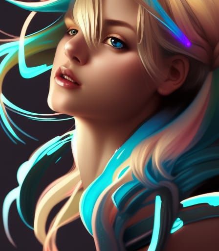 Funky bunnie girl blonde hair head and shoulders portrait, 8...