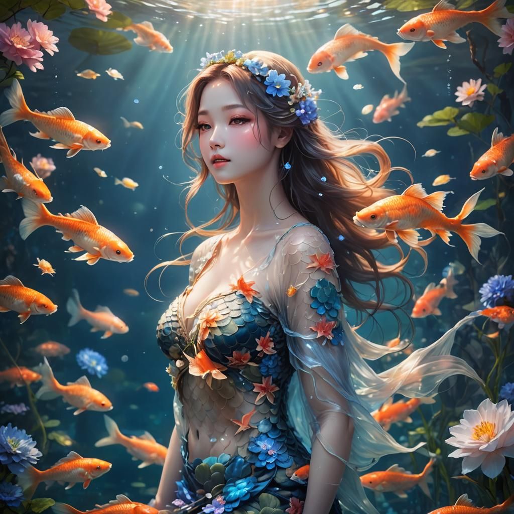 Koi Carp Mermaid Princess   by @moo-kun