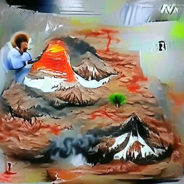 Bob Ross Paints a volcano. - AI Generated Artwork : r/nightcafe