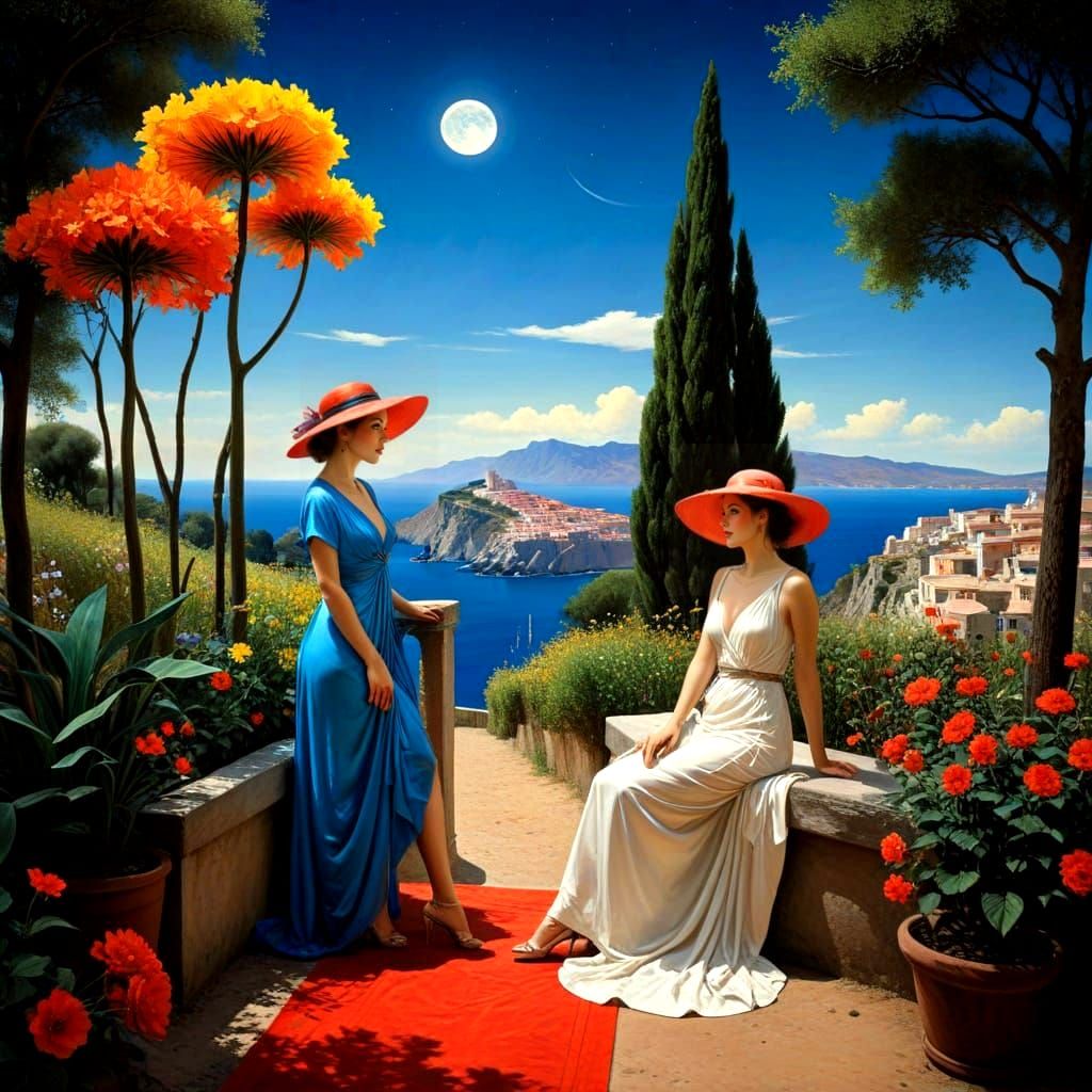 Elegant Women in Surreal Landscape