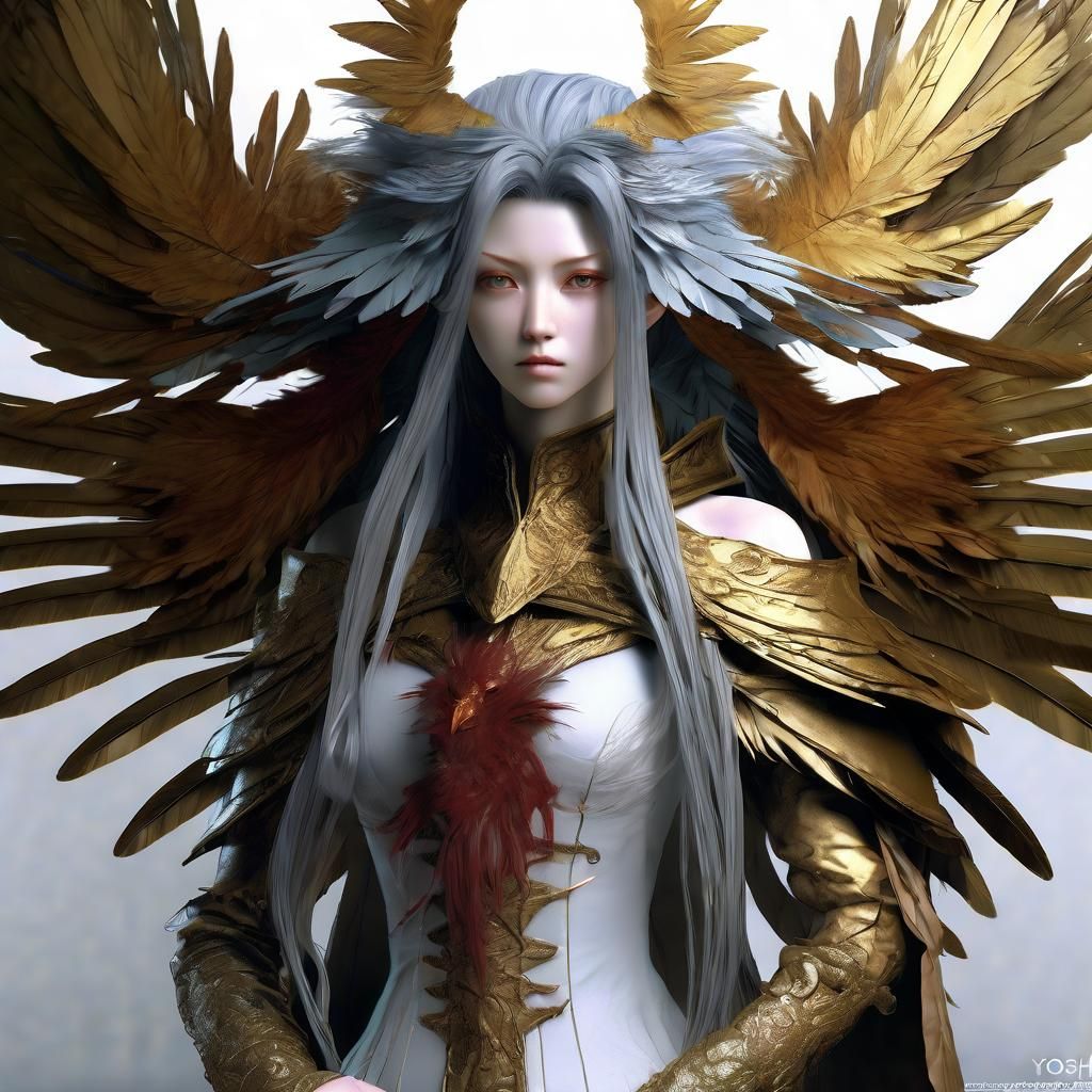 A godlike woman with feathered hair and golden blood: beautiful ...