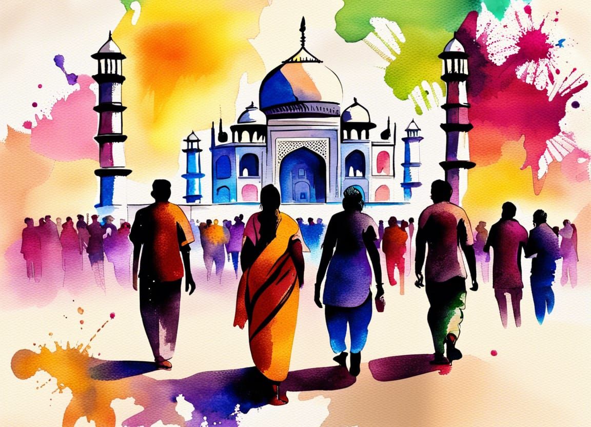 Taj Mahal | Sunset canvas painting, Architecture painting, Painting art  projects