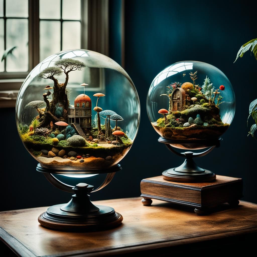 Surreal Terrariums in glass globes  Je me souviens des mouvements hésitants de mes rêves/hold tight,professional ...  by @Husband of Laeaurra