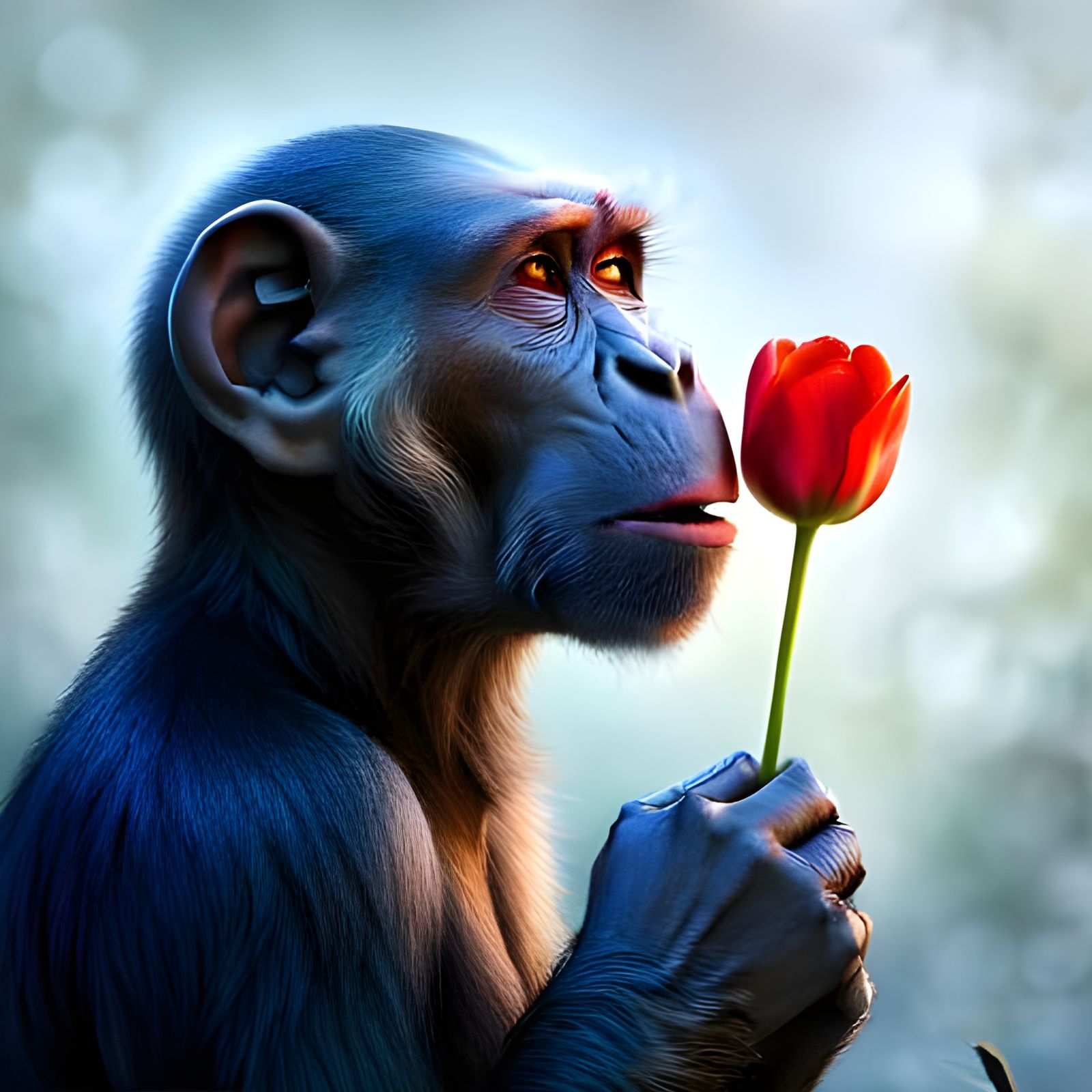 Praying chimpanzee  by @Manaland