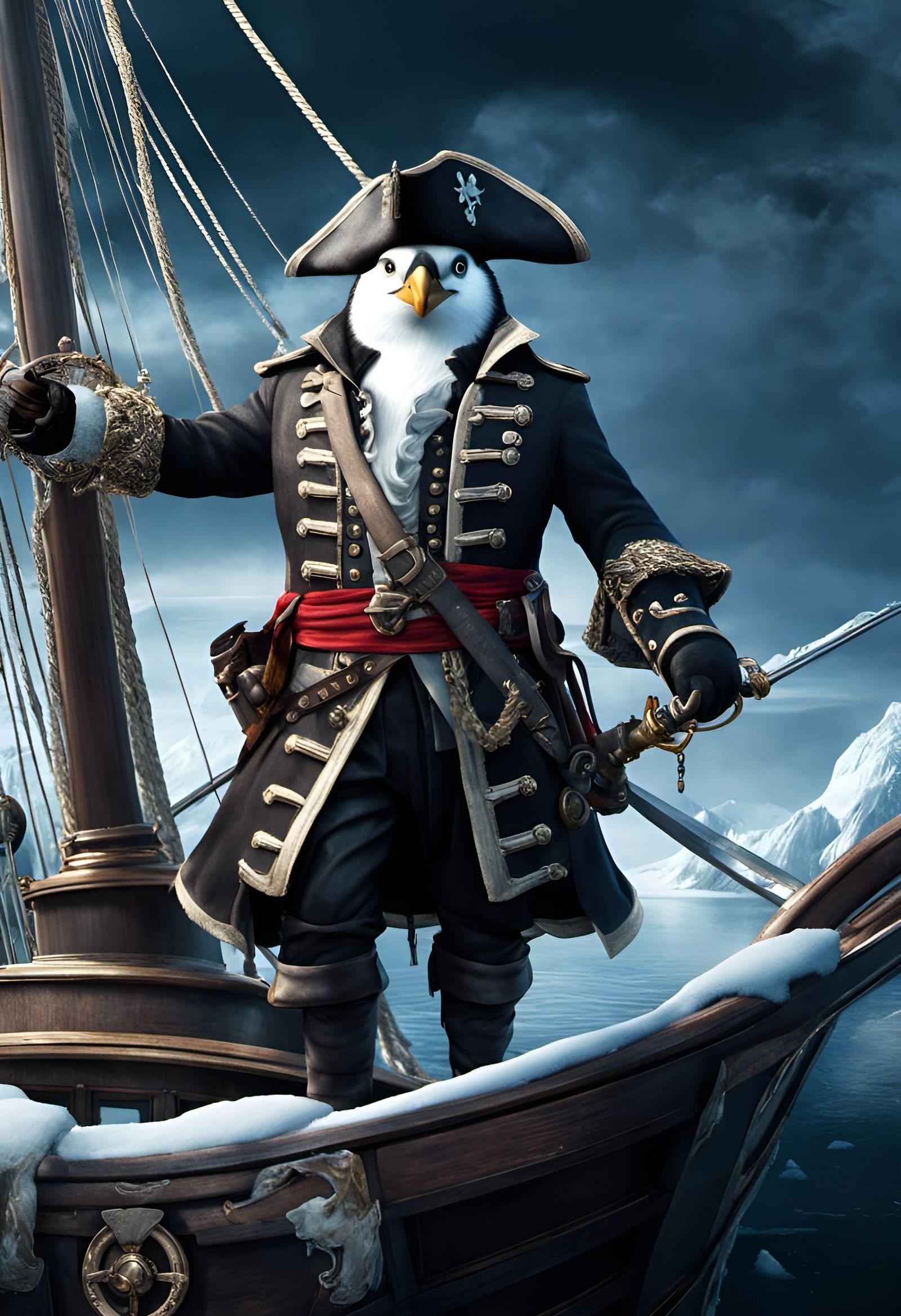 Penguin pirate   by @ArtColai