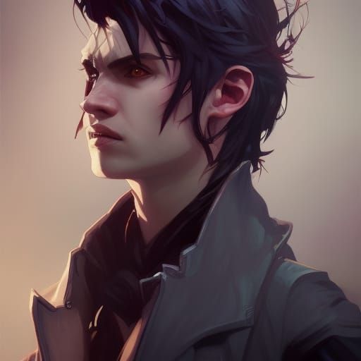Vampire Boy Portrait in Hyperdetailed Style