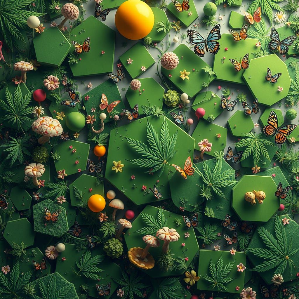 Whimsical Dreamscapes in Vibrant Green: A Fantastical, High-...