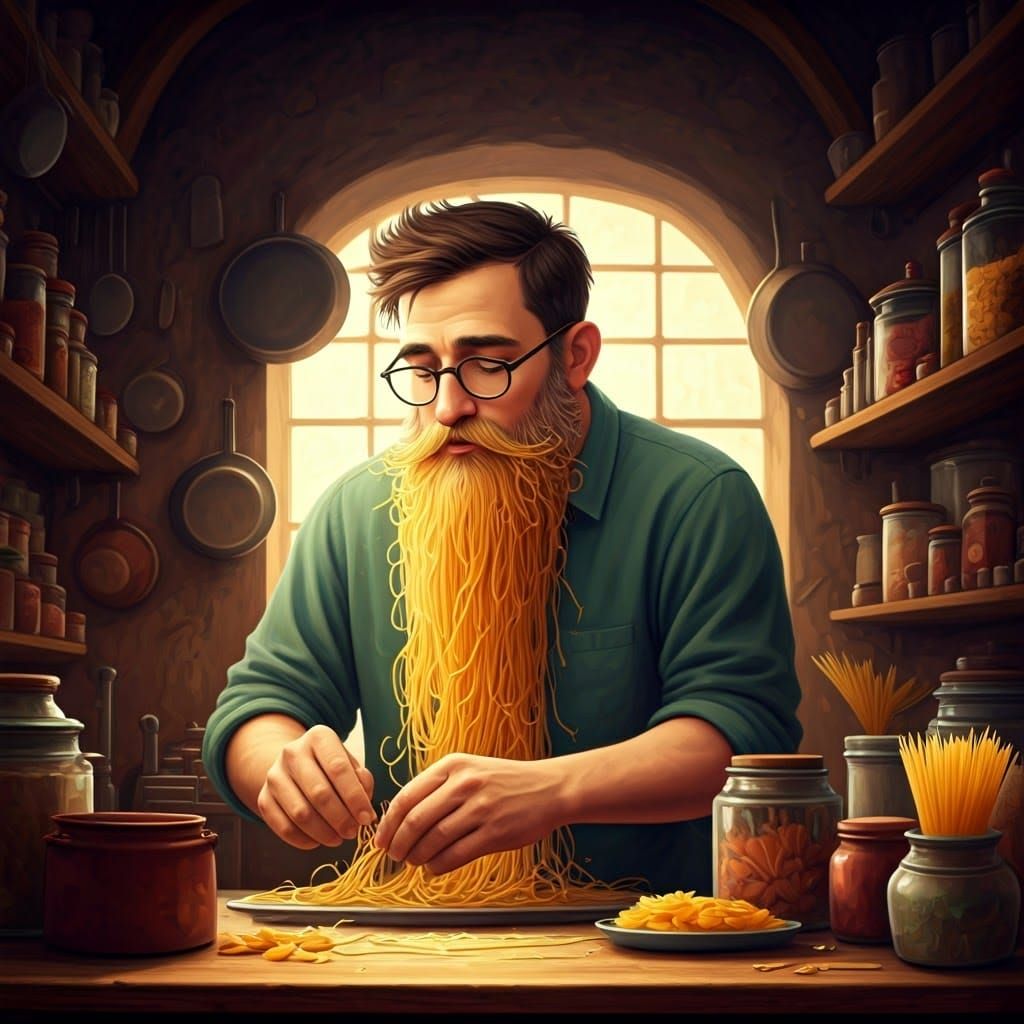 Spaghetti Beard  by @Chimesoftly