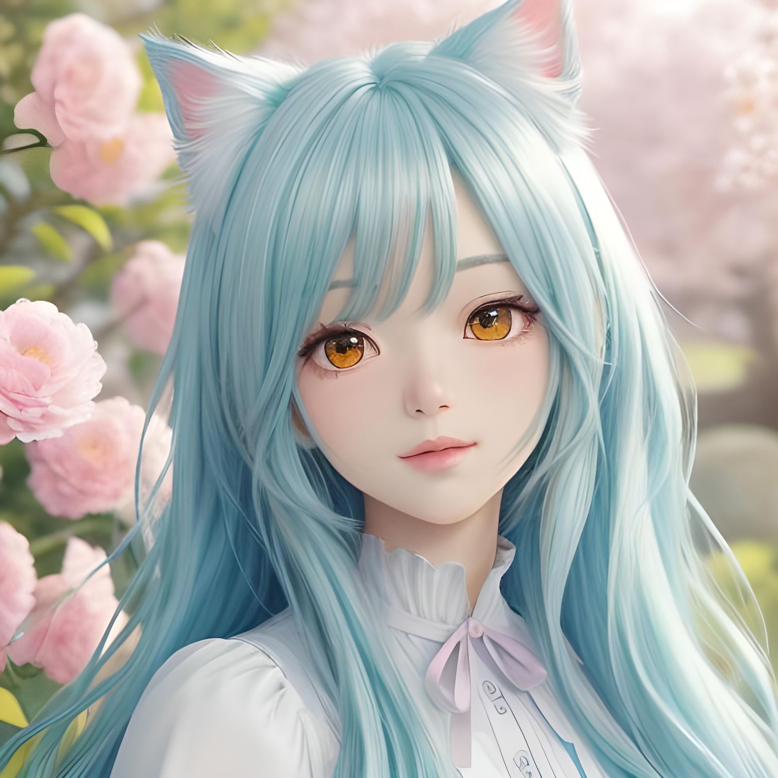 Kawaii Fluffy Anime Cat: Sweet Digital Art