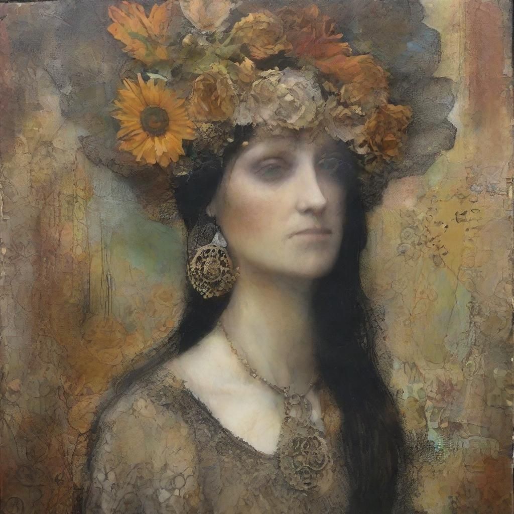 Sad Bohemian Woman in Gothic Collage