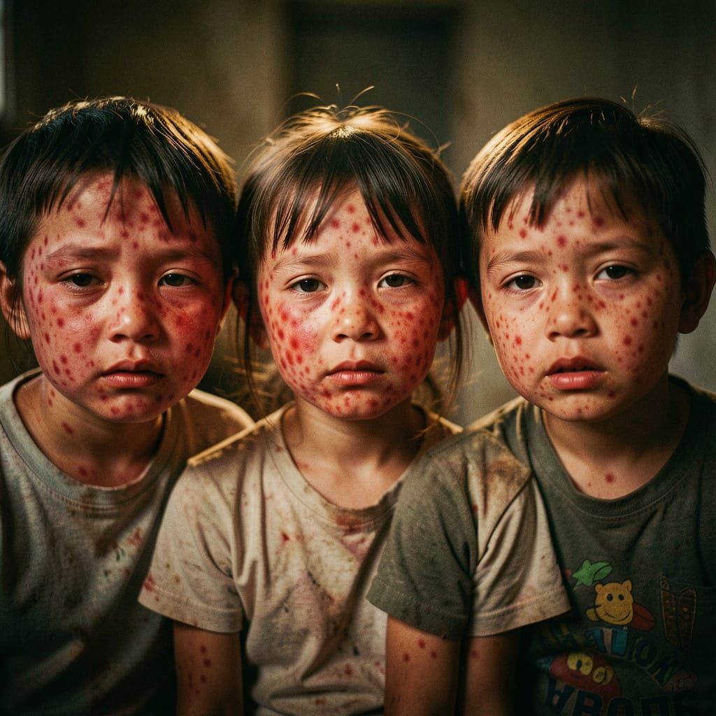 children sick with measles