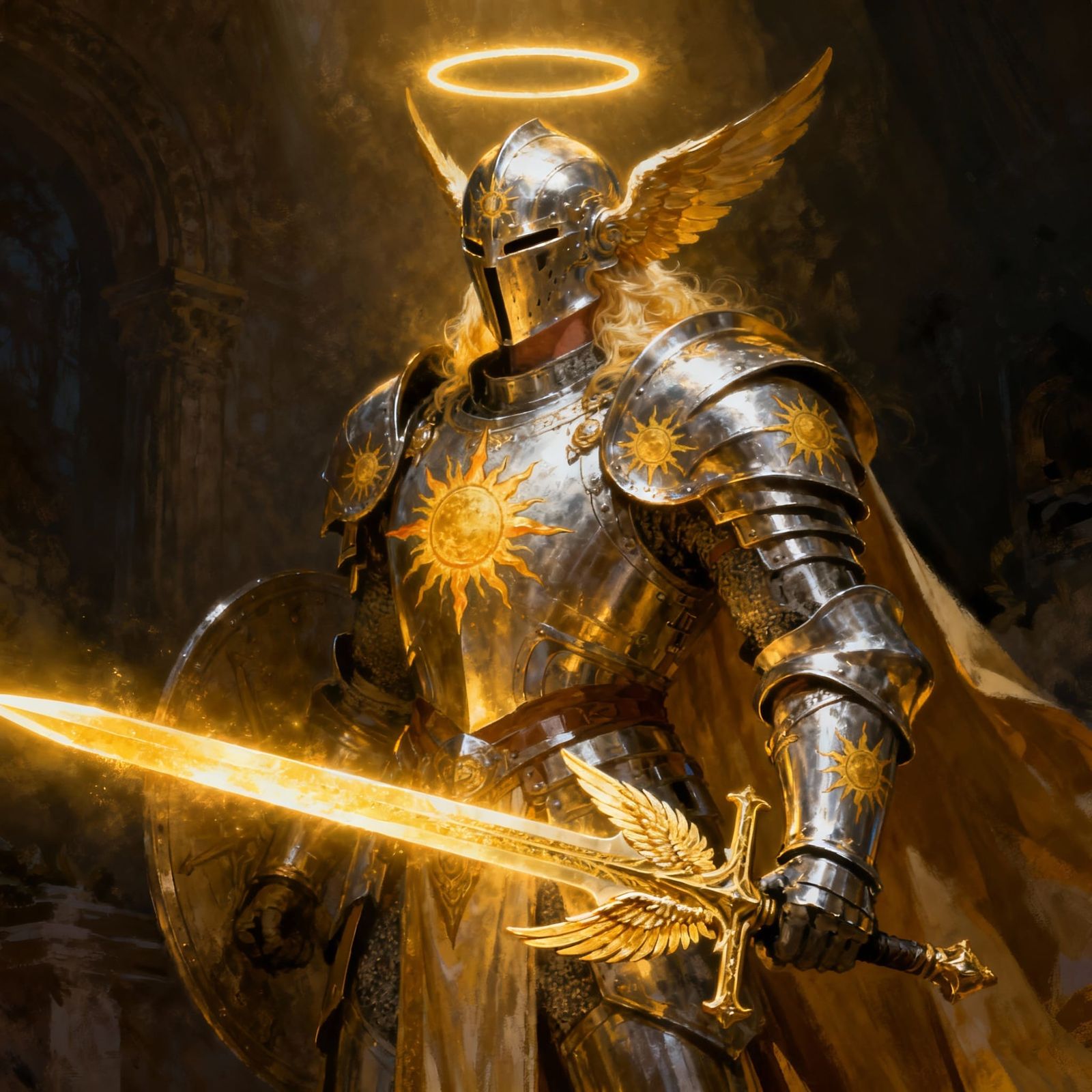 Create a prompt for this character. 1. The Radiant Guardian (Aasimar Paladin)
Aasimars are humans with a touch of celest...