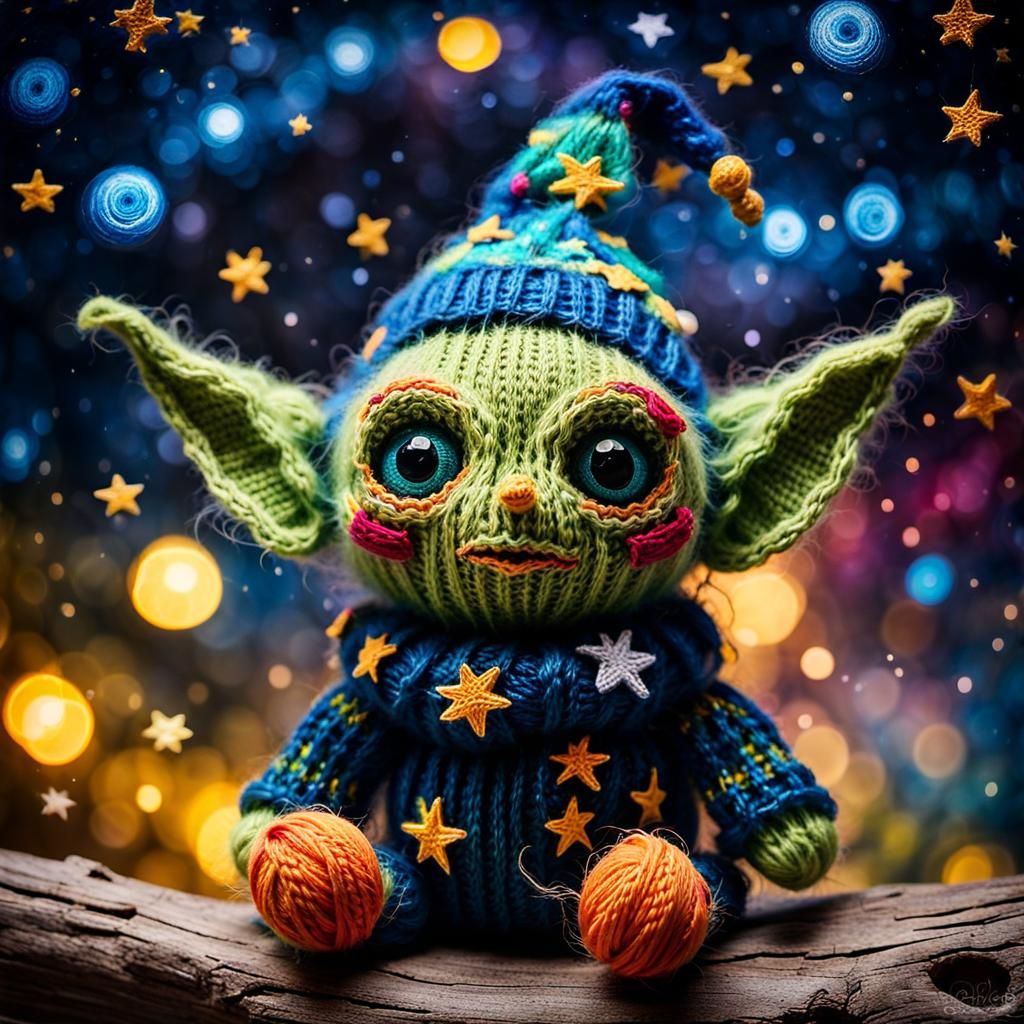 Magical Farm Scarecrow Starry Night Abstract Art