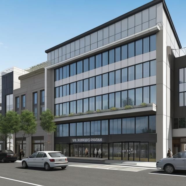 Commercial mall elevation, down town, modern simple, large w...