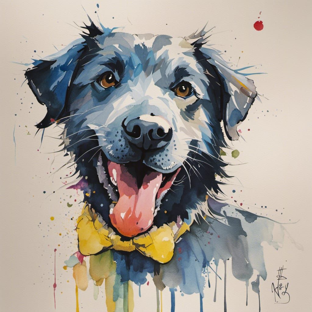 watercolour stye dog