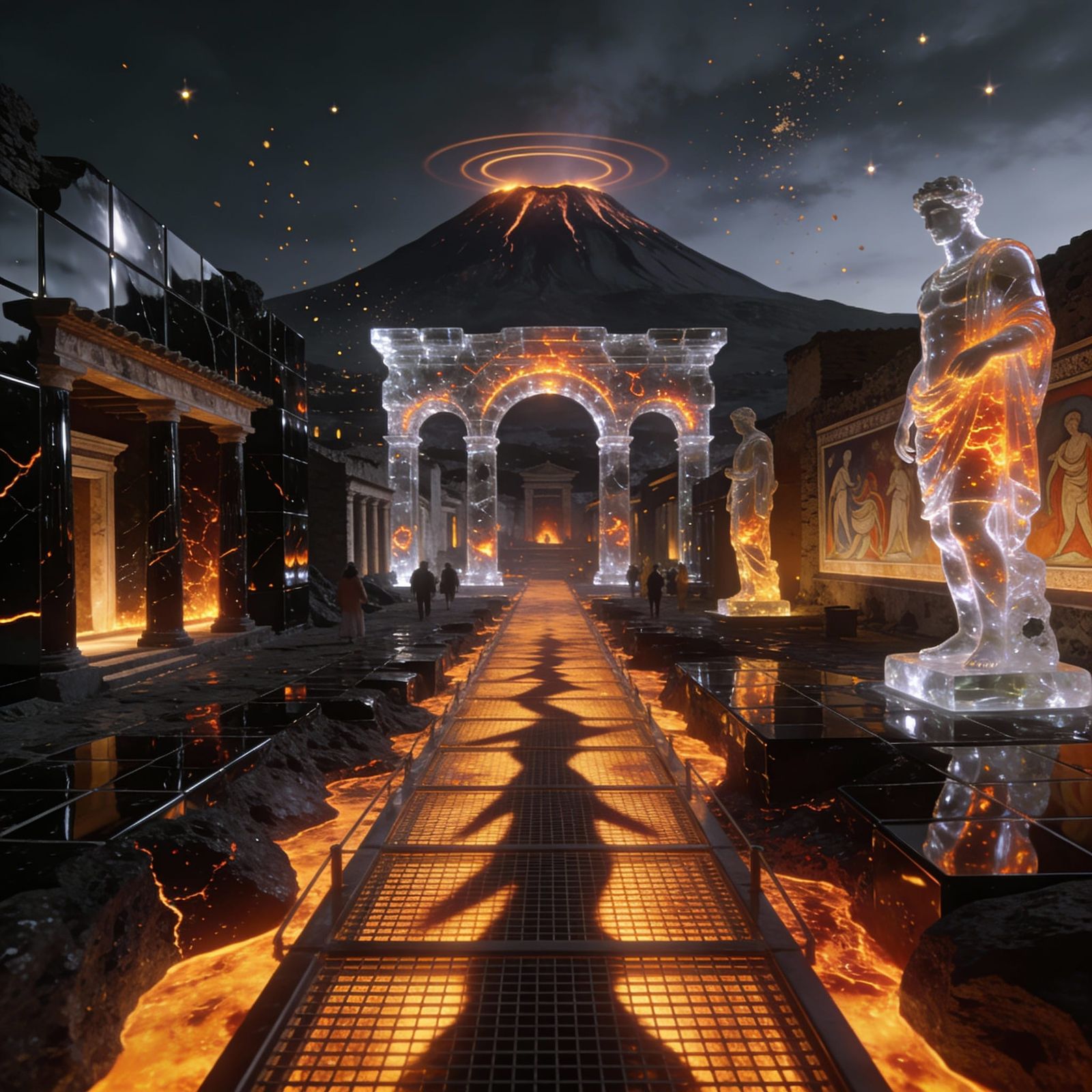 Pompeii Reborn as a Luminous Obsidian City  by @Aliceinbp