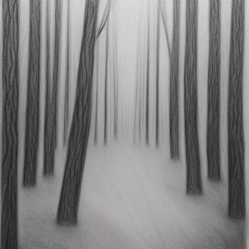 forest hyperdetailed charcoal drawing