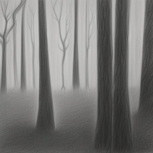 forest hyperdetailed charcoal drawing