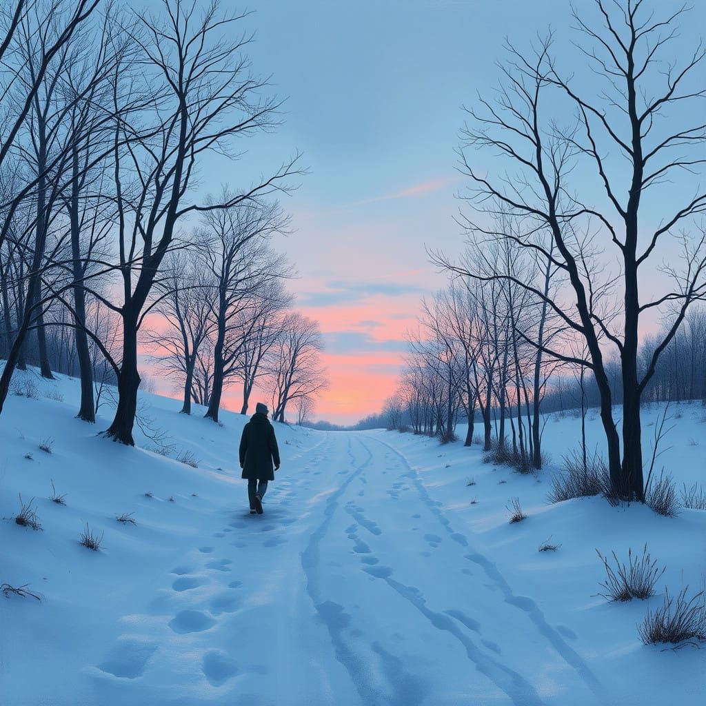 Winter Solace in a Snowy Landscape