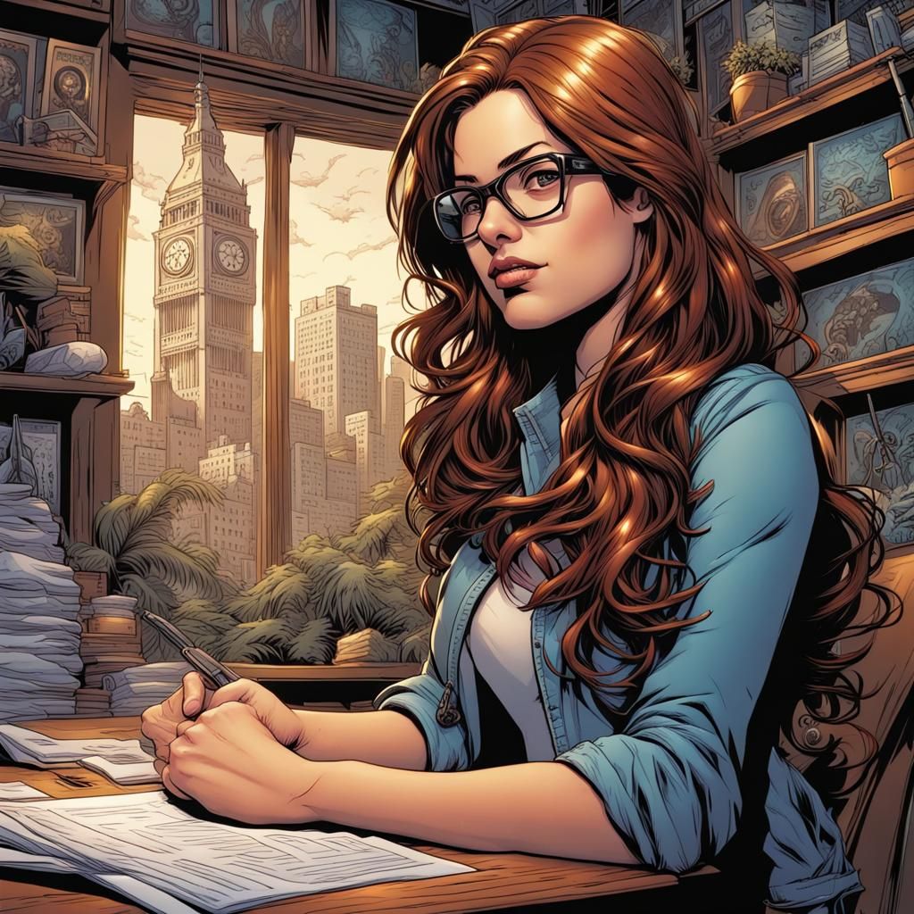 Modern comic young lady
