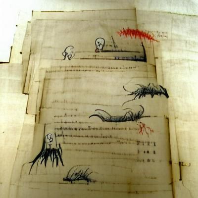 Manuscript with ominous drawings
